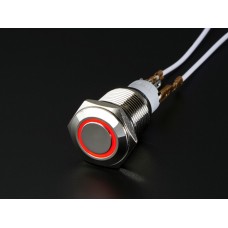 Rugged Metal On/Off Switch with Red LED Ring (16mm Red)