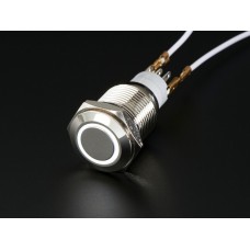 Rugged Metal Pushbutton with White LED Ring (16mm White Momentary)