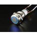 Rugged Metal Pushbutton with Blue LED Ring (16mm Blue Momentary)
